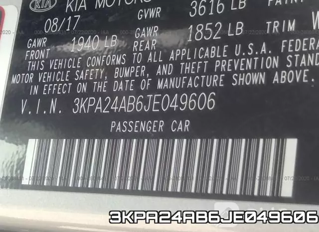 3KPA24AB6JE049606