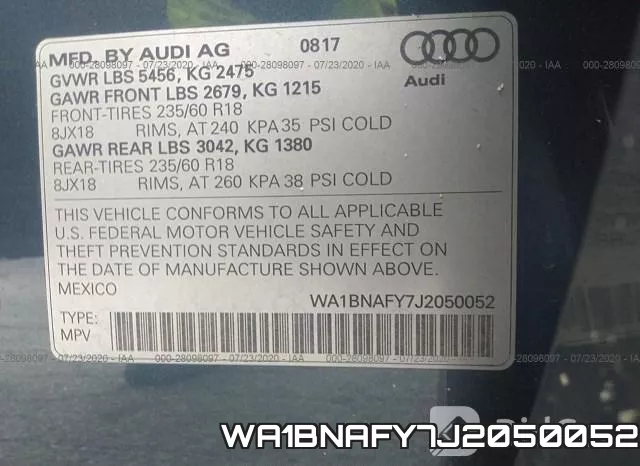 WA1BNAFY7J2050052