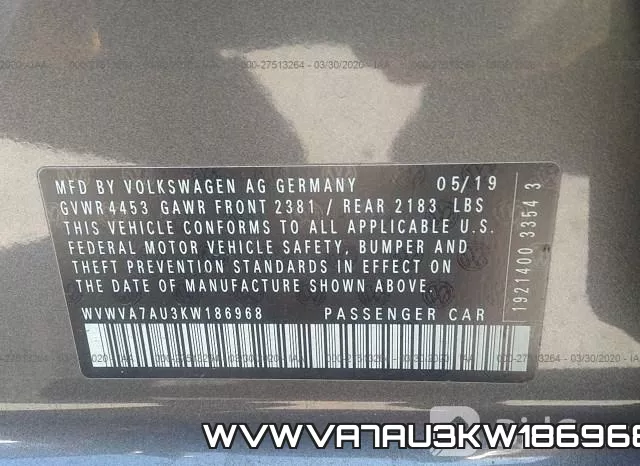WVWVA7AU3KW186968