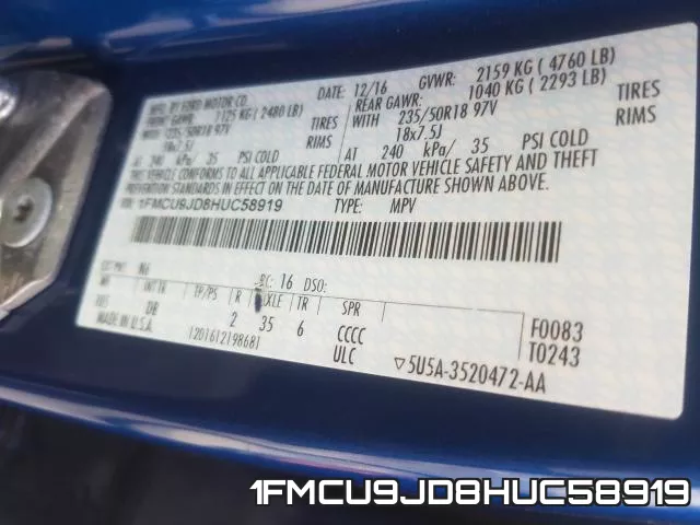 1FMCU9JD8HUC58919