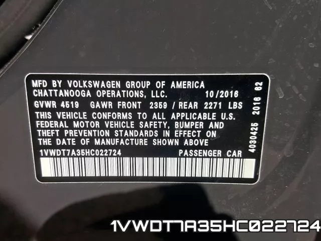 1VWDT7A35HC022724