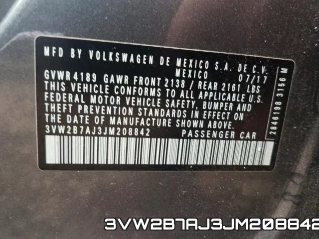 3VW2B7AJ3JM208842
