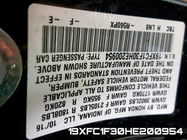 19XFC1F30HE200954