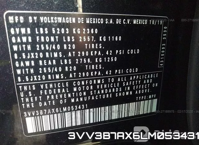 3VV3B7AX6LM053431
