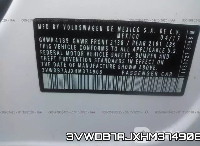 3VWDB7AJXHM374908
