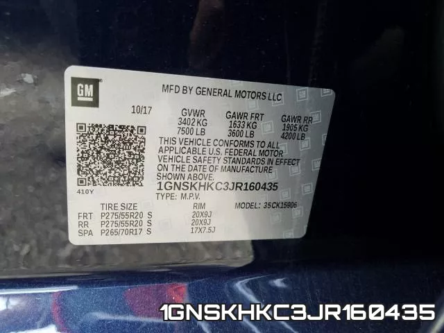 1GNSKHKC3JR160435