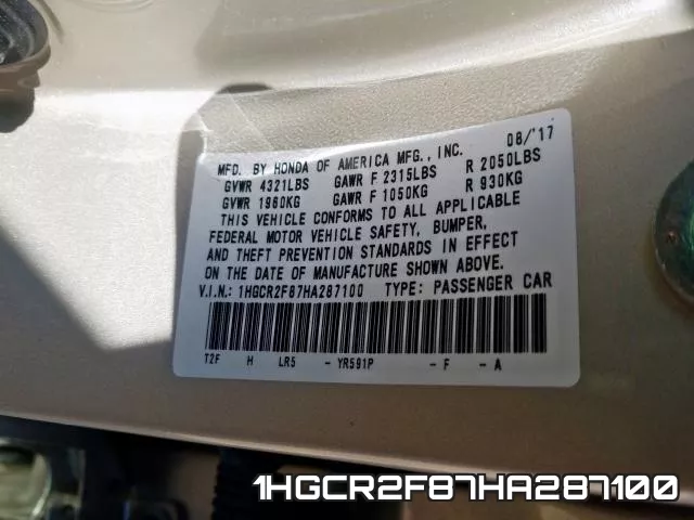1HGCR2F87HA287100