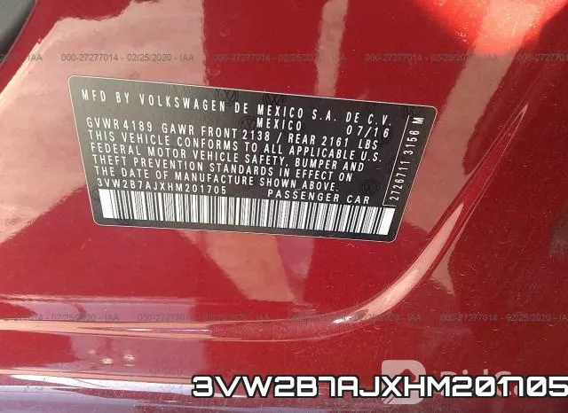 3VW2B7AJXHM201705