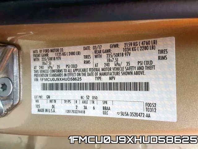 1FMCU0J9XHUD58625