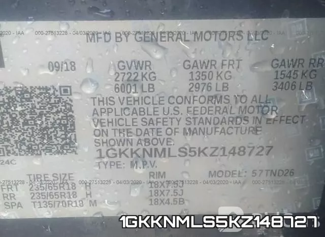 1GKKNMLS5KZ148727