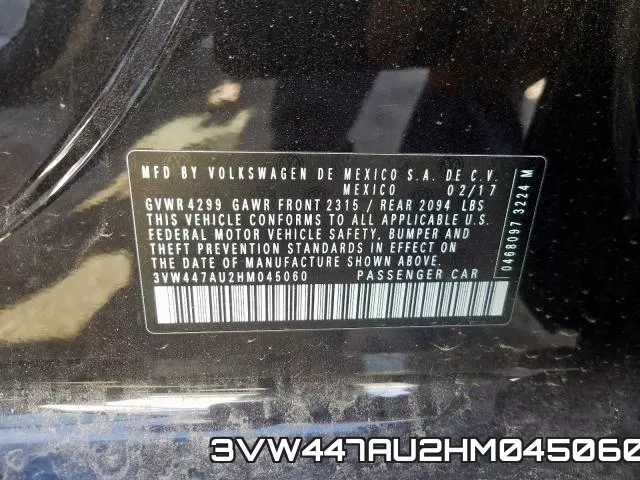3VW447AU2HM045060