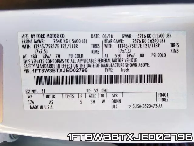 1FT8W3BTXJED02796
