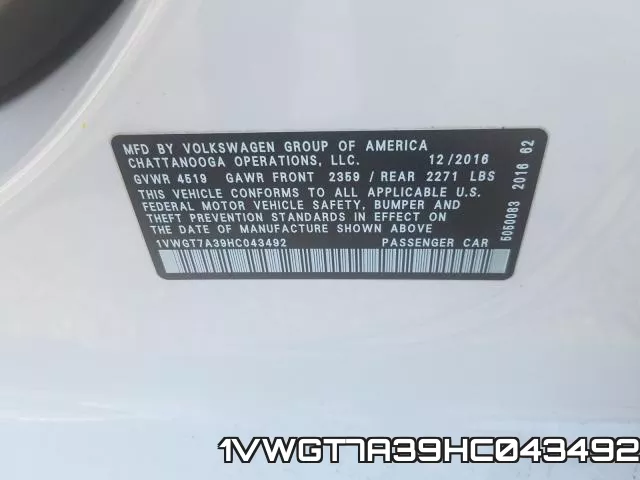 1VWGT7A39HC043492
