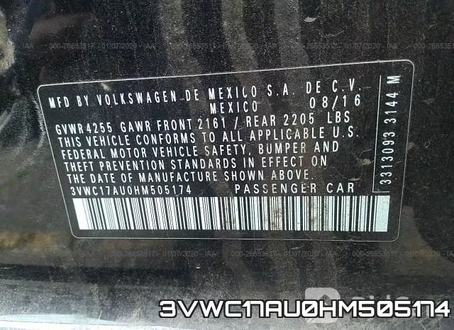 3VWC17AU0HM505174