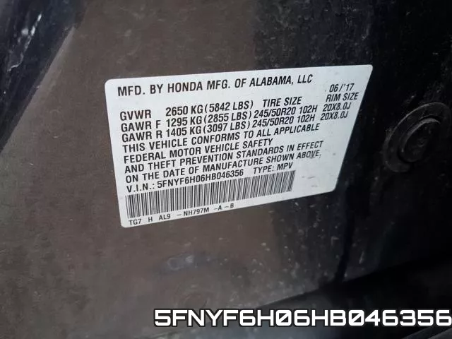 5FNYF6H06HB046356