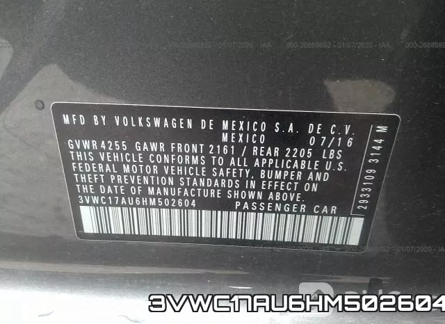 3VWC17AU6HM502604