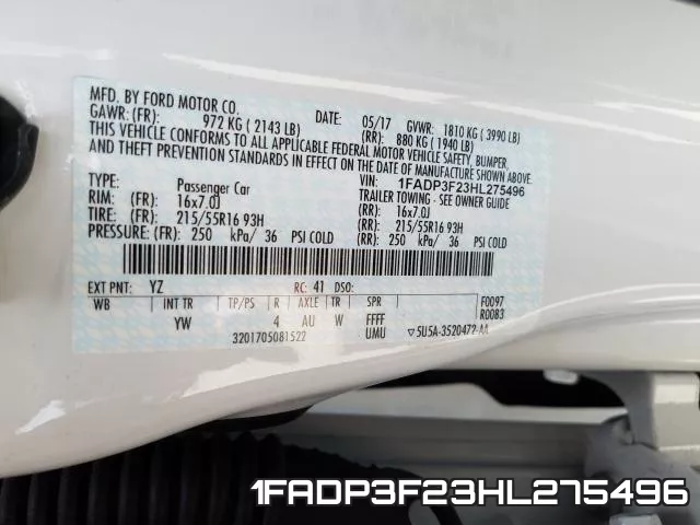 1FADP3F23HL275496