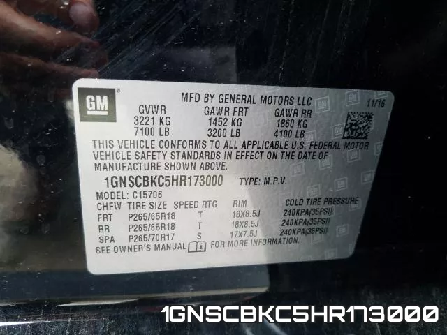 1GNSCBKC5HR173000