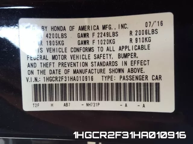 1HGCR2F31HA010916