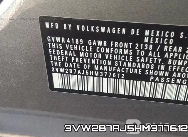 3VW2B7AJ5HM377612