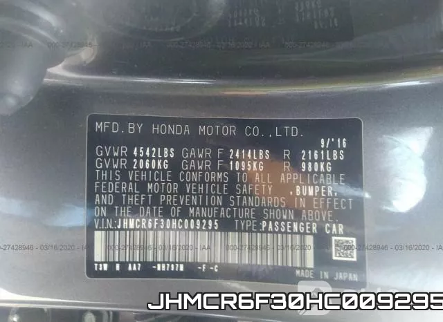 JHMCR6F30HC009295