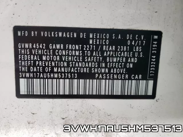 3VWH17AU5HM537513