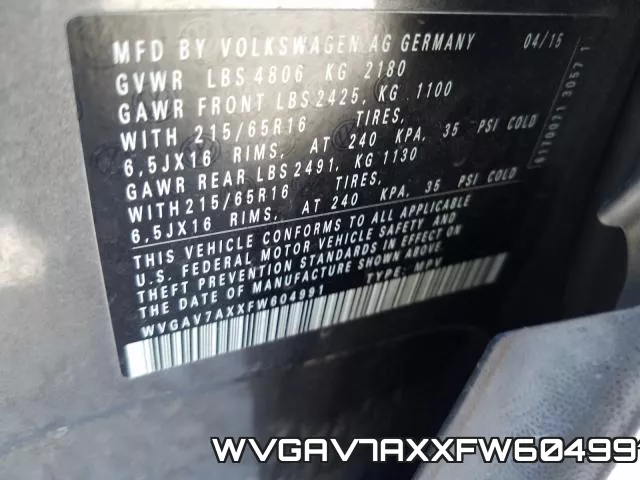WVGAV7AXXFW604991