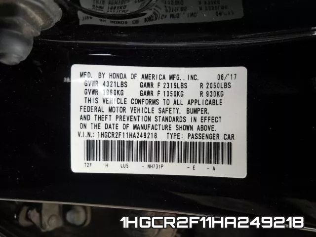 1HGCR2F11HA249218