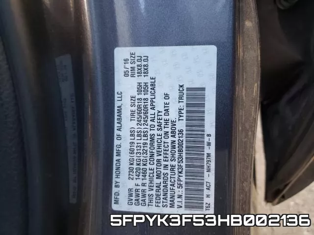 5FPYK3F53HB002136