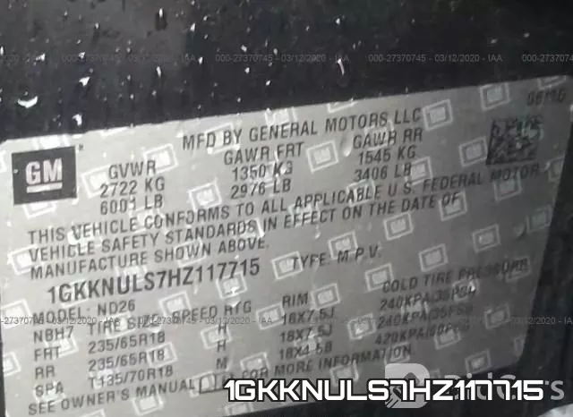 1GKKNULS7HZ117715