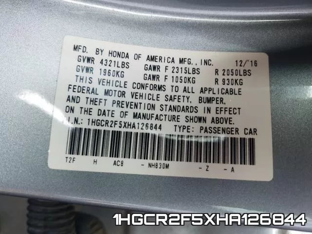 1HGCR2F5XHA126844