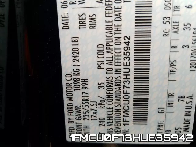 1FMCU0F73HUE35942