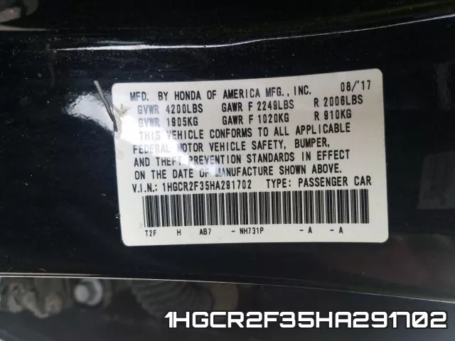 1HGCR2F35HA291702