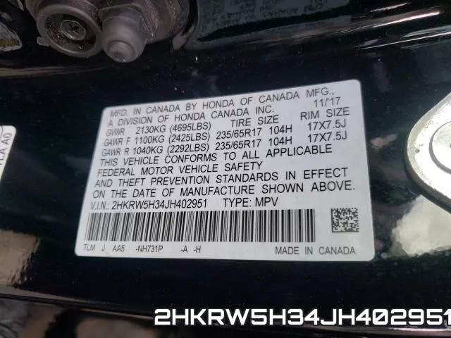 2HKRW5H34JH402951