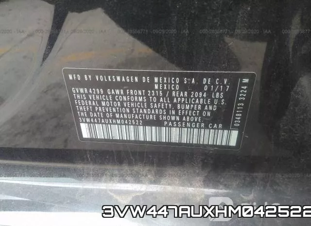 3VW447AUXHM042522
