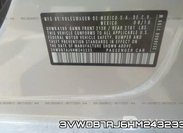 3VWDB7AJ6HM243233