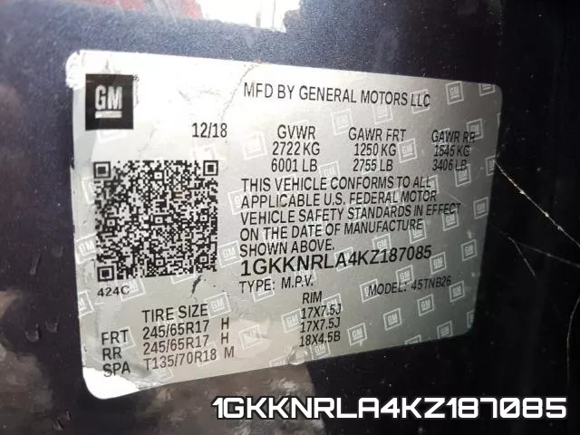 1GKKNRLA4KZ187085