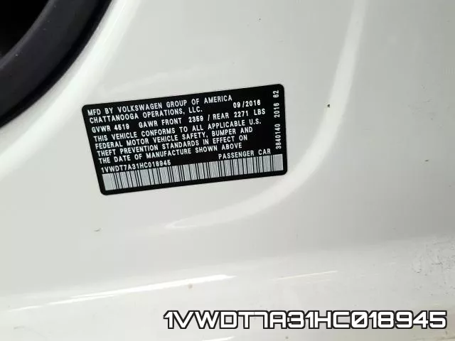 1VWDT7A31HC018945