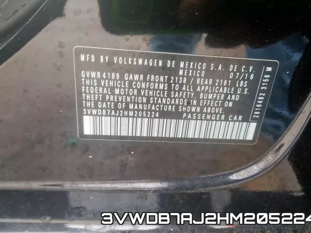 3VWDB7AJ2HM205224