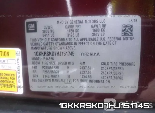 1GKKRSKD7HJ151745