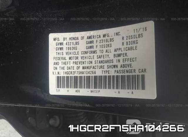 1HGCR2F75HA104266