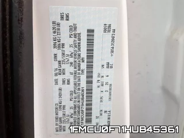 1FMCU0F71HUB45361