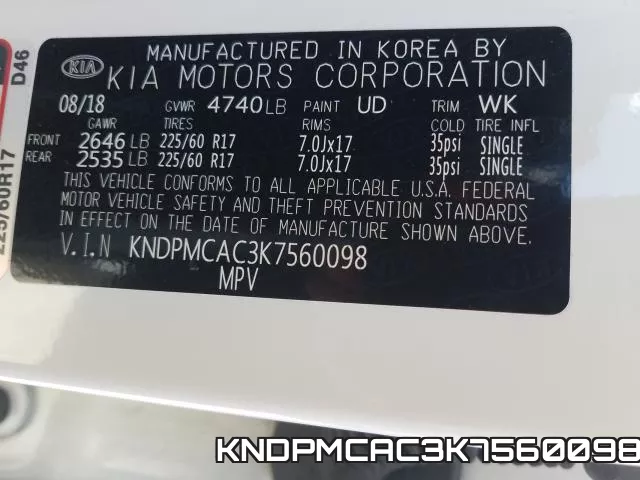 KNDPMCAC3K7560098