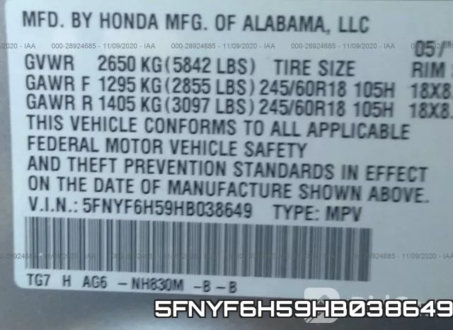5FNYF6H59HB038649