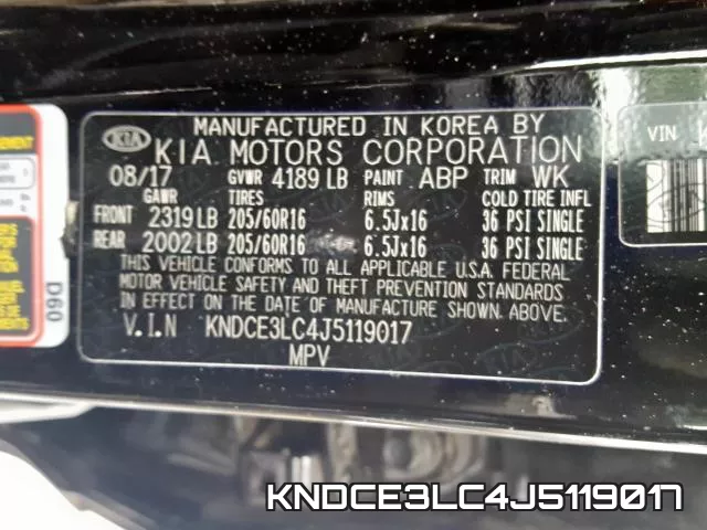 KNDCE3LC4J5119017