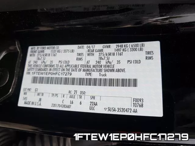1FTEW1EP0HFC17279