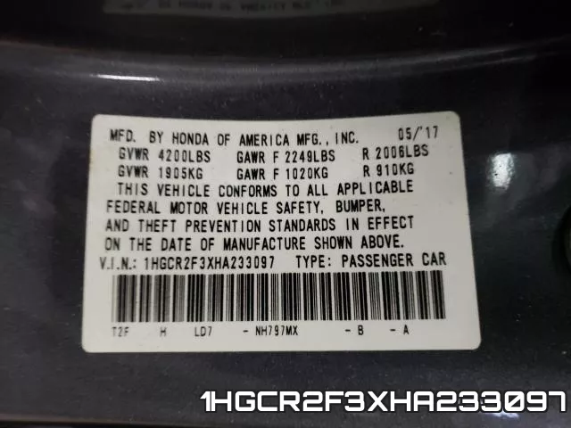 1HGCR2F3XHA233097