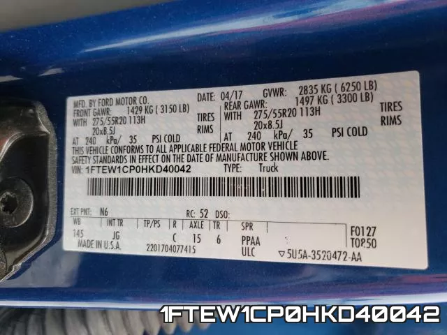 1FTEW1CP0HKD40042