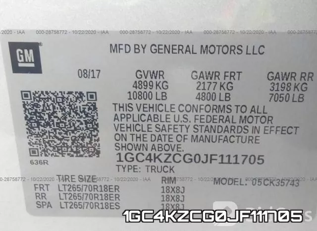 1GC4KZCG0JF111705