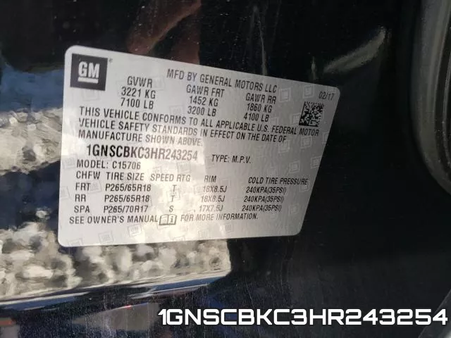 1GNSCBKC3HR243254